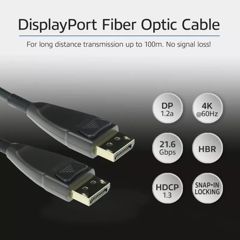 ACT 30 metrov DisplayPort aktívny optický kábel DisplayPort konektor samec – DisplayPort konektor samec