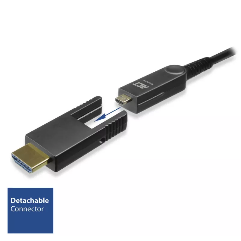 ACT 50 m HDMI High Speed 4K aktívny optický kábel s odnímateľným konektorom v2.0 HDMI-A samec - HDMI-A samec