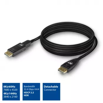 ACT DisplayPort 1.4 aktívny optický kábel 8K 30 metrov s odnímateľným konektorom