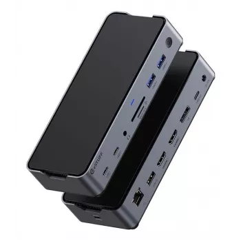 eSTUFF GLB232006 dokovacia stanica/port replikátor pre notebook káblová USB 3.2 Gen 1 (3.1 Gen 1) Type-C hliník, čierna