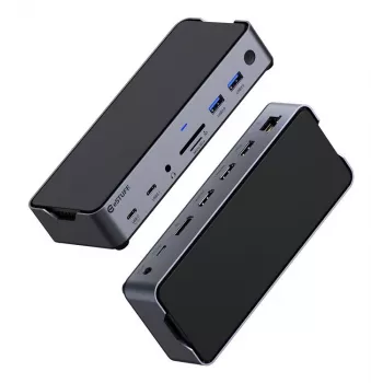 eSTUFF GLB232006 dokovacia stanica/port replikátor pre notebook káblová USB 3.2 Gen 1 (3.1 Gen 1) Type-C hliník, čierna