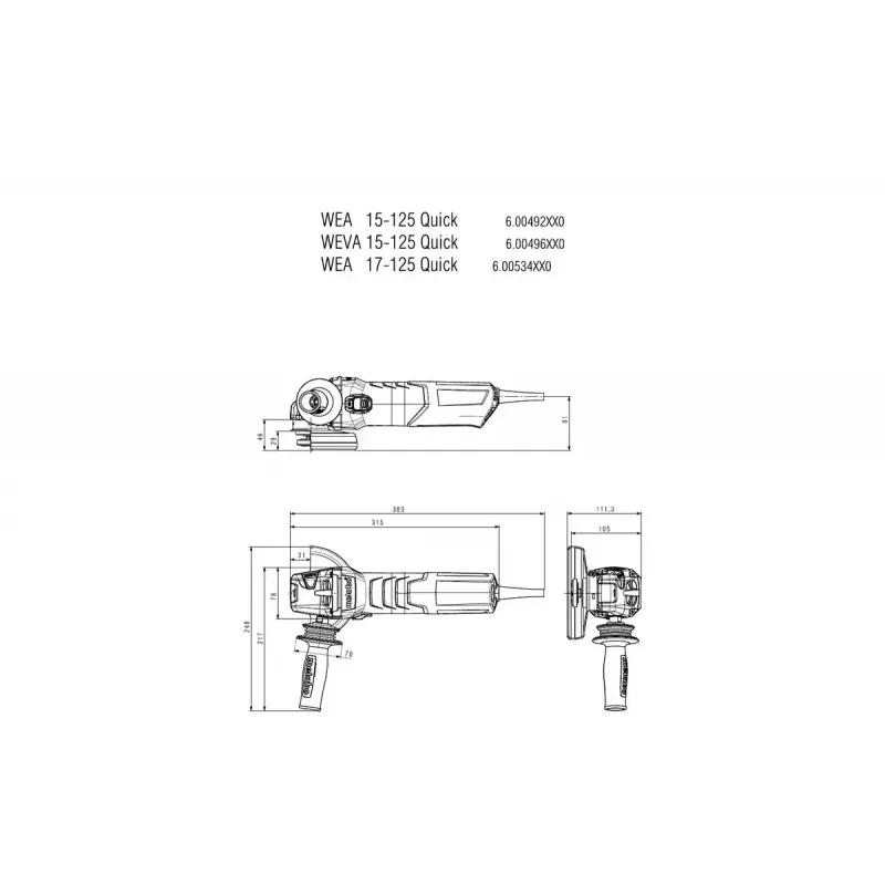 Uhlová brúska Metabo WE 19-125 Q 1900 W 11000 ot/min 12,5 cm