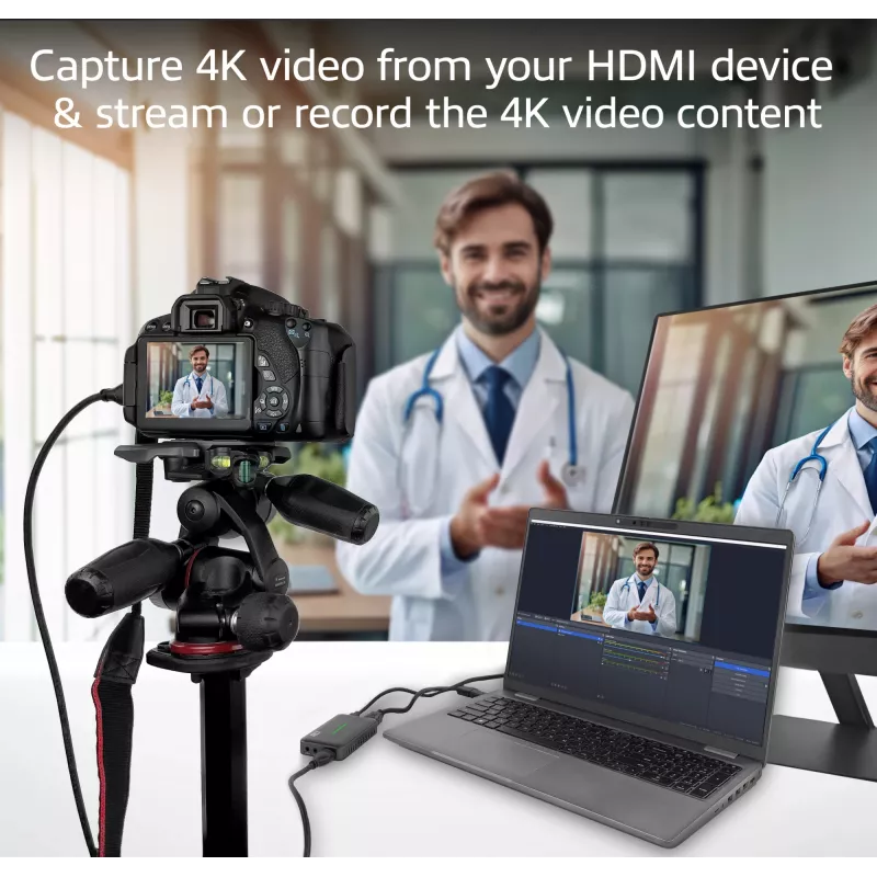 ACT USB-C video capture karta, HDMI 4K@60Hz priechod, 4K@30Hz nahrávanie