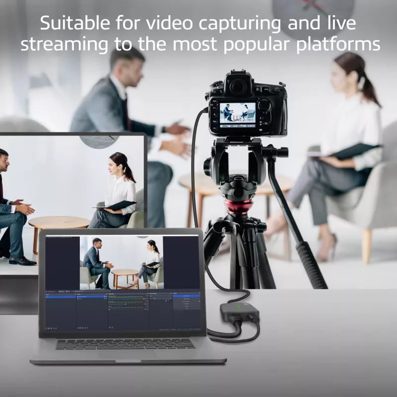 ACT USB-C video capture karta, HDMI 4K@60Hz priechod, 4K@30Hz nahrávanie