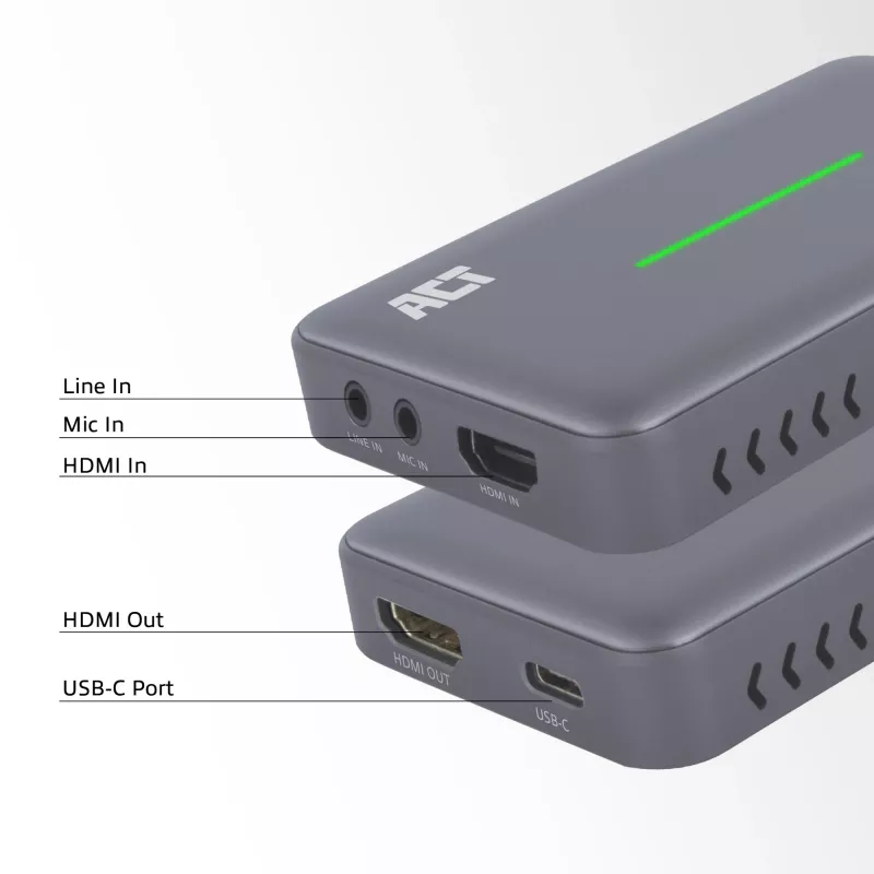 ACT USB-C video capture karta, HDMI 4K@60Hz priechod, 4K@30Hz nahrávanie
