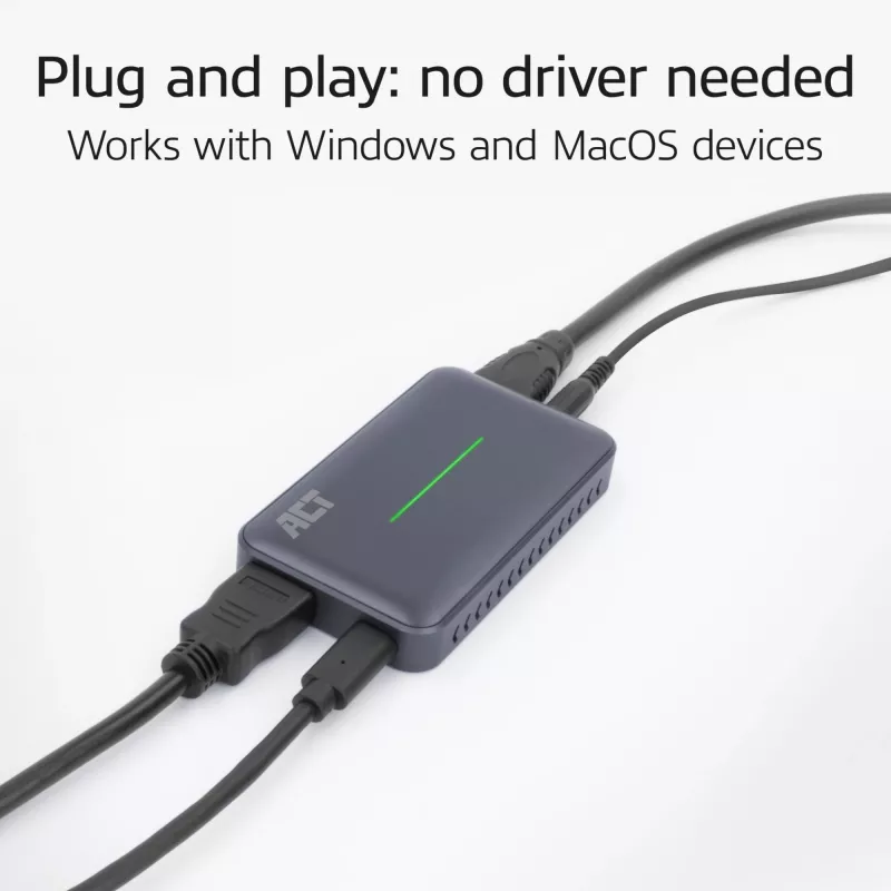 ACT USB-C video capture karta, HDMI 4K@60Hz priechod, 4K@30Hz nahrávanie