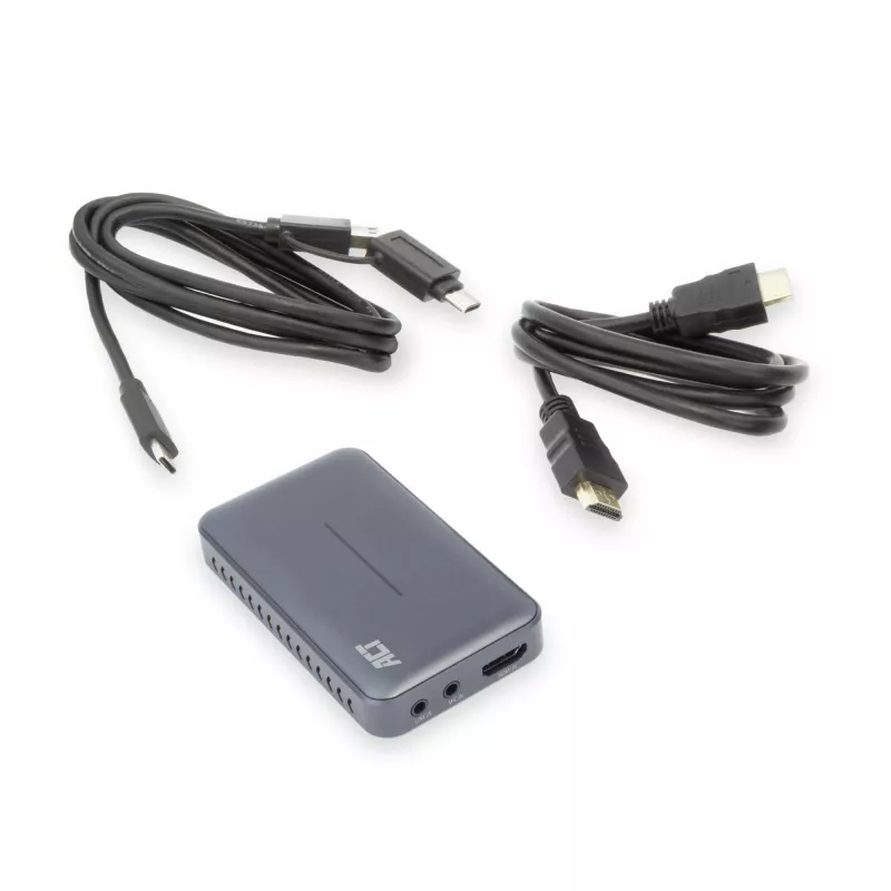 ACT USB-C video capture karta, HDMI 4K@60Hz priechod, 4K@30Hz nahrávanie