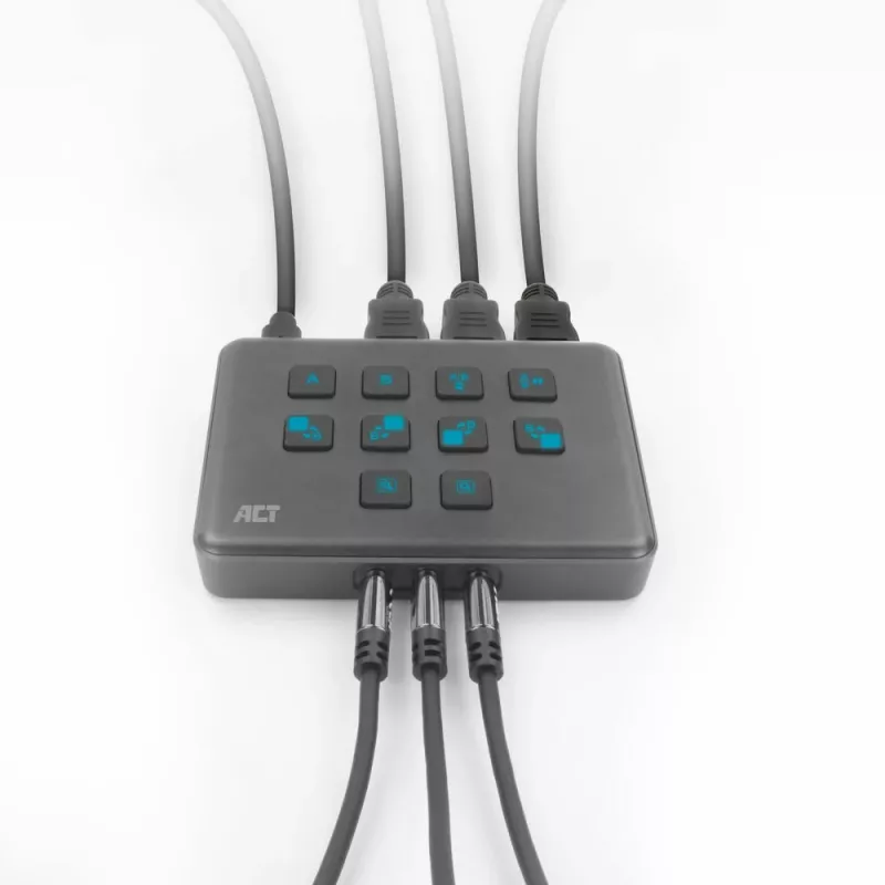 ACT Dual HDMI vstup USB-C video prepínač 60Hz sivá