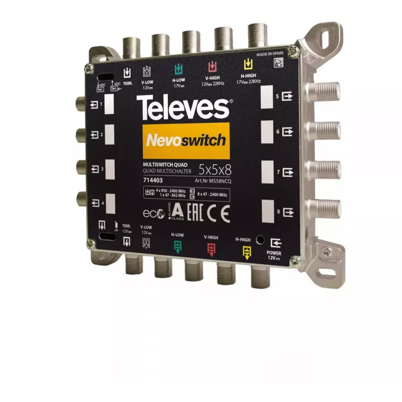 Satelitný multiswitch Televes 714403 5 vstupov 13 výstupov