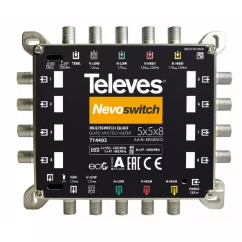 Satelitný multiswitch Televes 714403 5 vstupov 13 výstupov