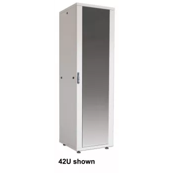 Intellinet 19 inch sieťový rozvádzač – voľne stojaci (Basic), 42HE, 600x800mm (šírka x hĺbka), sivá, Flatpack, max. 600kg, jednobodový zámok dverí, jeden zámok na bočnicu, využiteľná hĺbka 123 až 573mm, rack, IP20, oceľ