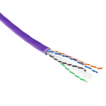 ACT Cat 6A U/UTP plný inštalačný kábel, LSZH, CPR Euroclass Eca 23AWG, fialový 305 metrov
