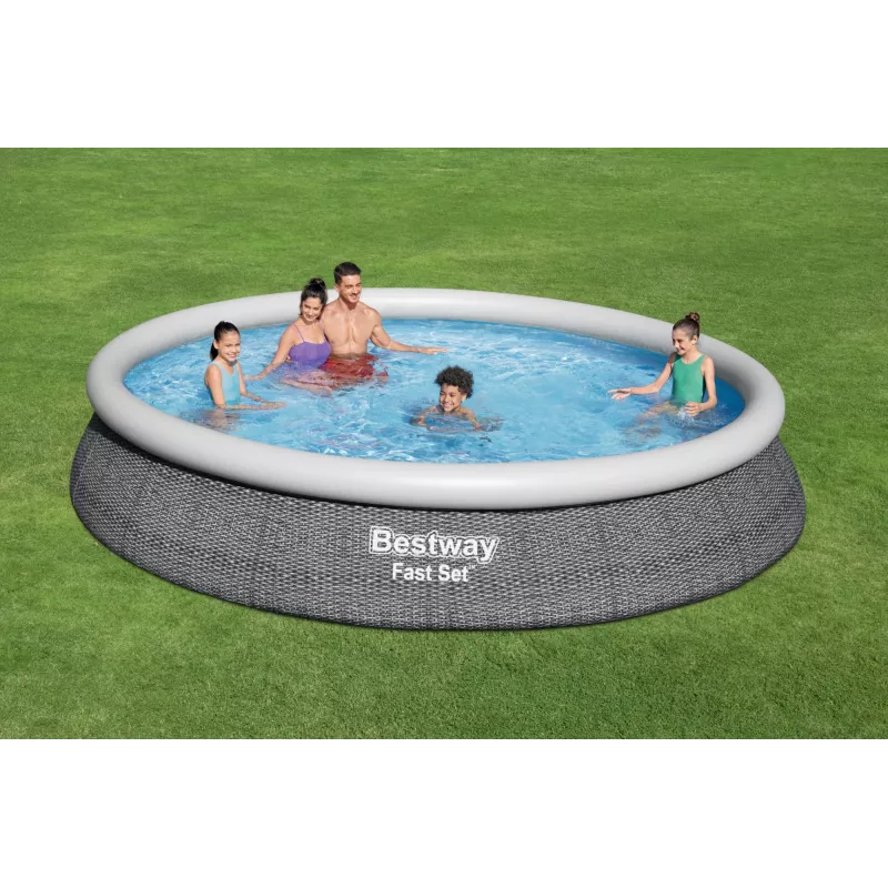 Nafukovací bazén Bestway Fast Set okrúhly súprava 4,57 m x 84 cm objem 9677 L