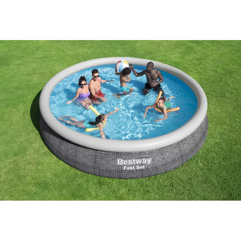 Nafukovací bazén Bestway Fast Set okrúhly súprava 4,57 m x 84 cm objem 9677 L