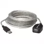 Manhattan USB-A na USB-A predlžovací kábel, 5 m, konektor samec na konektor samica, aktívny, transparentný strieborný, 480 Mbit/s (USB 2.0), kaskádovateľný, integrovaný repeater, Hi-Speed USB, trojročná záruka