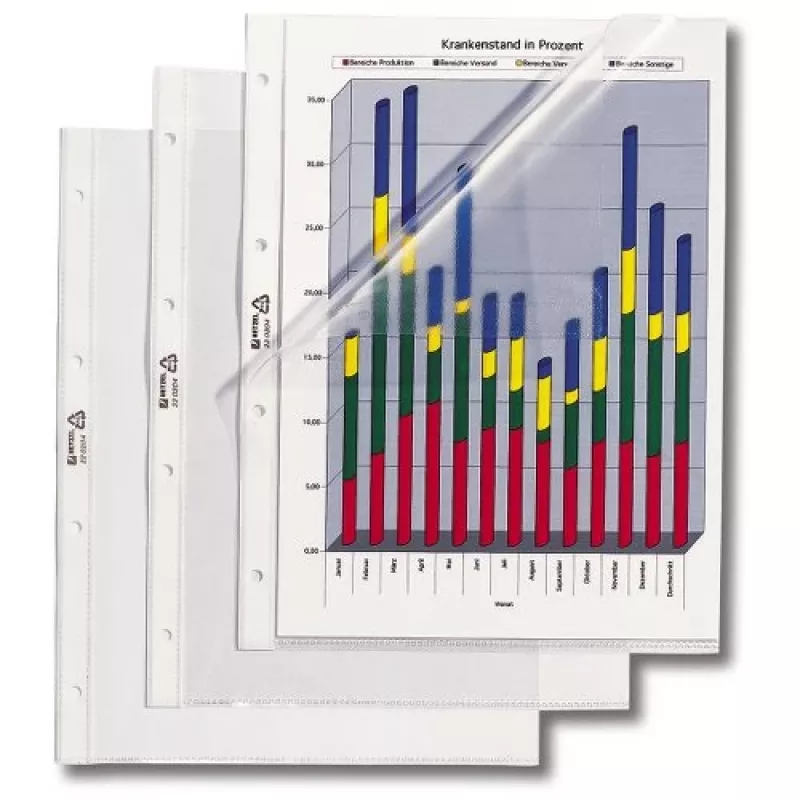 Hetzel Standard obal na dokumenty, A4, PVC 0,095 mm, otvorený zboku a zhora (220204)