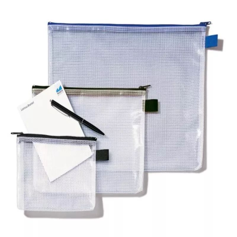 Rexel Mesh Bag 1300260 taštička na zips, A4, PVC, 360 x 275 x 35 mm, čierna, priehľadná
