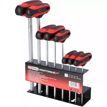 Sada imbusových kľúčov s T rukoväťou KS Tools 158.8130 — 8 ks, T rukoväť s krátkym ramenom, celková hmotnosť 1,08 kg