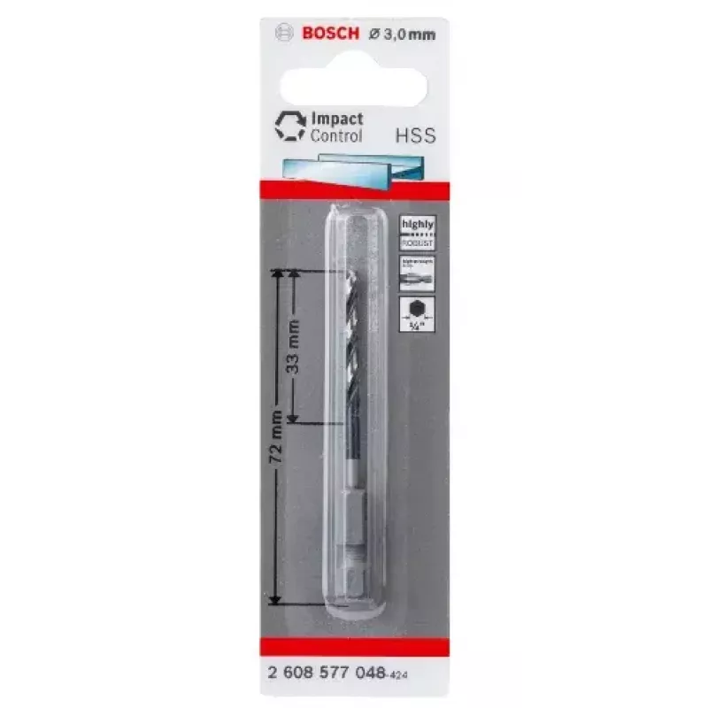 Bosch 2608577048 Špirálový vrták do kovu 3 mm, celková dĺžka 72 mm, DIN 338
