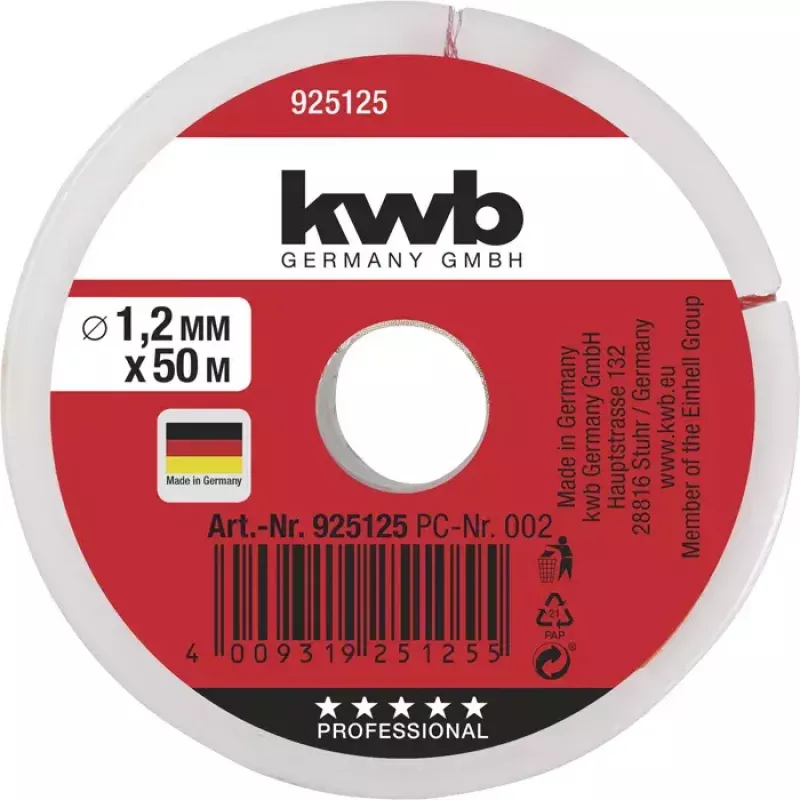Lano KWB 925125 50 m nylon červená 1,2 mm