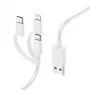 Hama 3-in-1 multi nabíjací kábel, USB-A – Micro-USB, USB-C a Lightning, 1,0 m, biely