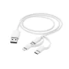 Hama 3-in-1 multi nabíjací kábel, USB-A – Micro-USB, USB-C a Lightning, 1,0 m, biely