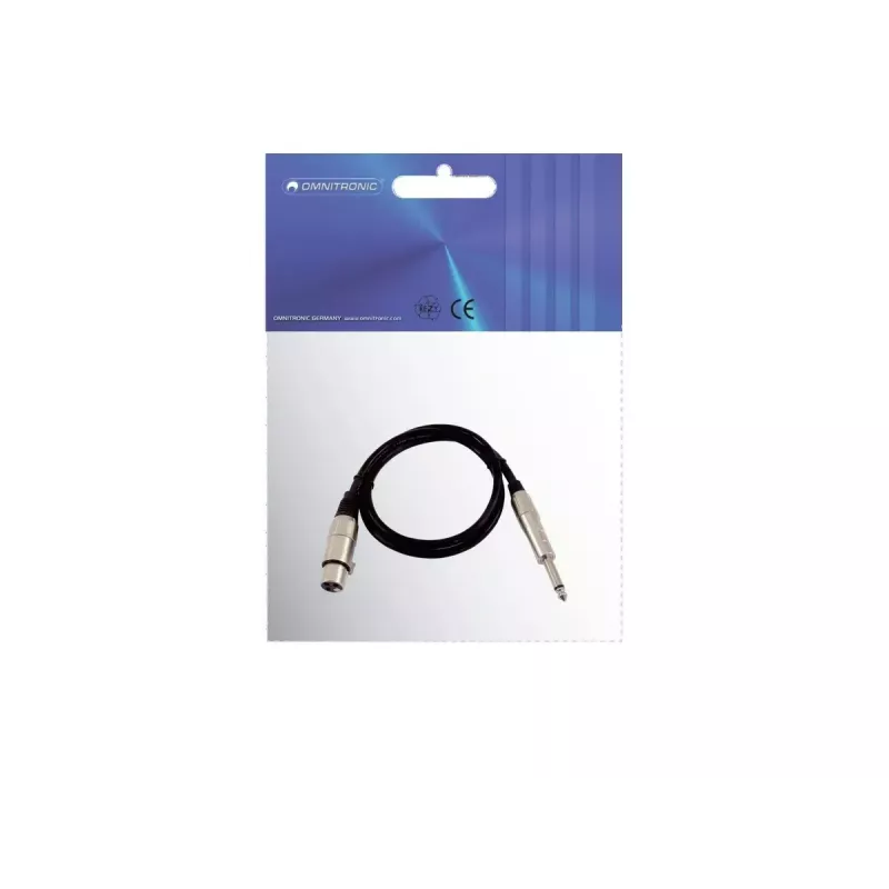 Audio kábel XLR 3-pólový konektor samica na 6,35 mm jack konektor samec 0,9 m Omnitronic 3022516L