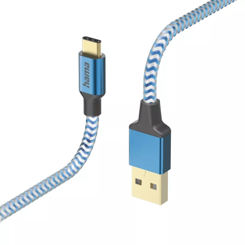 Hama Reflective USB kábel USB 2.0 1,5 m USB A USB C modrý