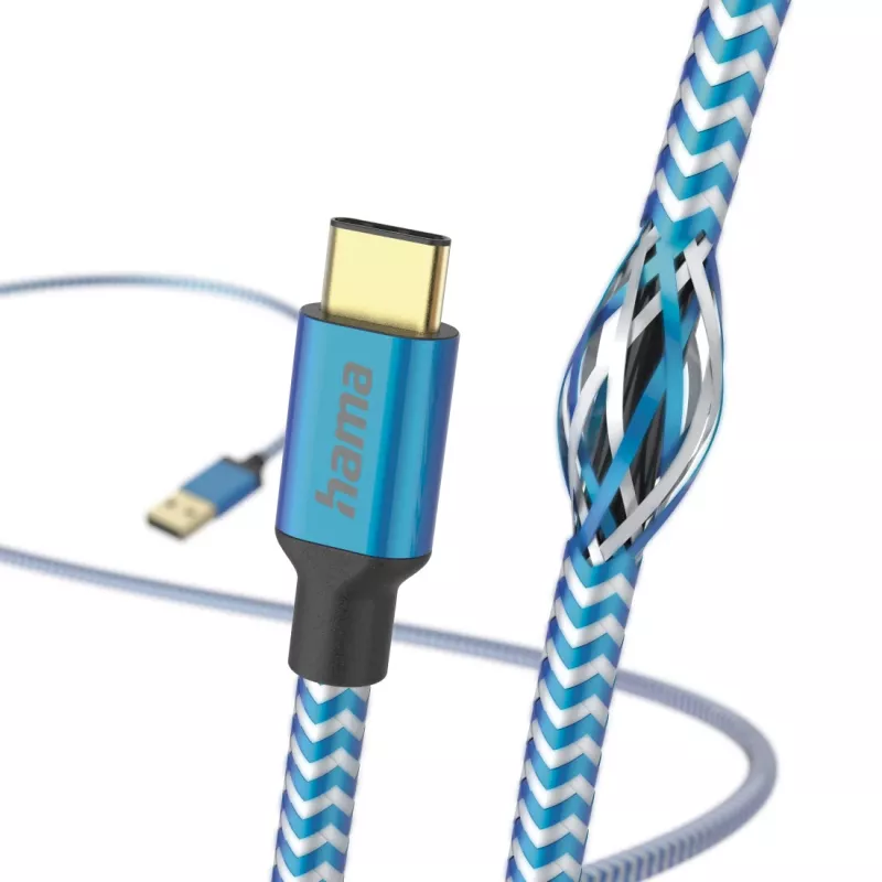 Hama Reflective USB kábel USB 2.0 1,5 m USB A USB C modrý
