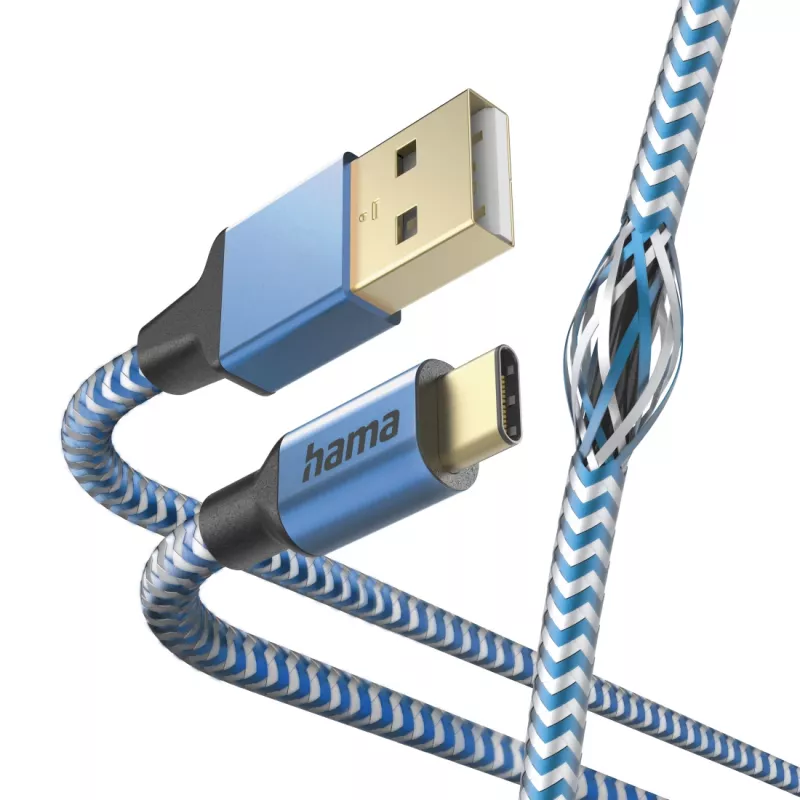 Hama Reflective USB kábel USB 2.0 1,5 m USB A USB C modrý