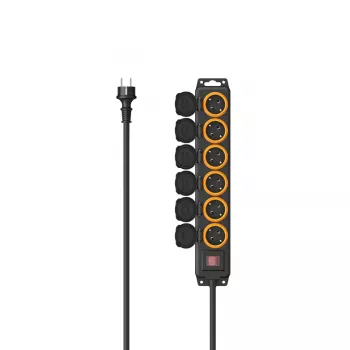 Hama 00223065 predlžovací kábel 2 m 6 AC zásuviek vonkajší čierny