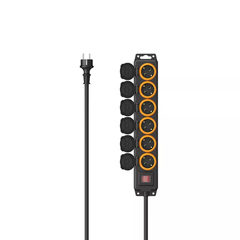Hama 00223065 predlžovací kábel 2 m 6 AC zásuviek vonkajší čierny