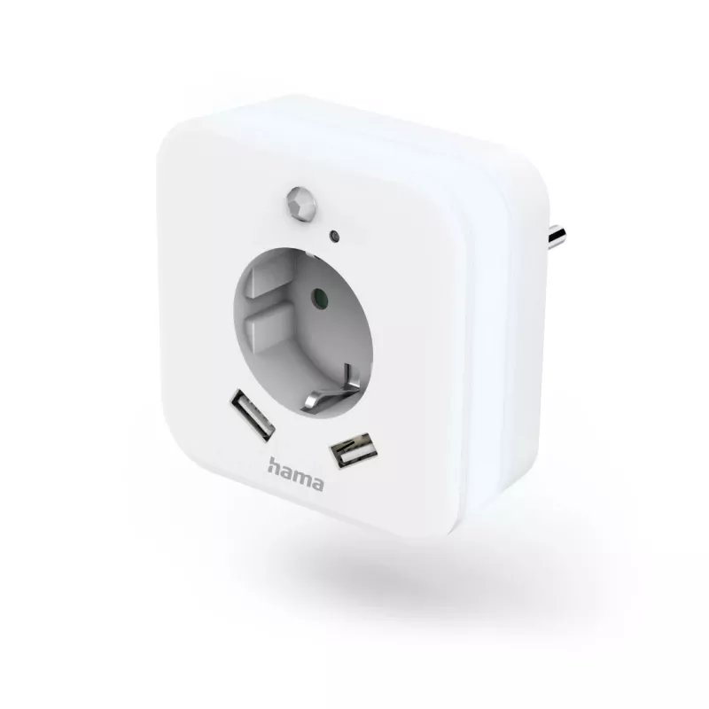 Hama 00223498 LED nočné svetlo so zásuvkou, 2 USB výstupmi, senzorom pohybu a svetla