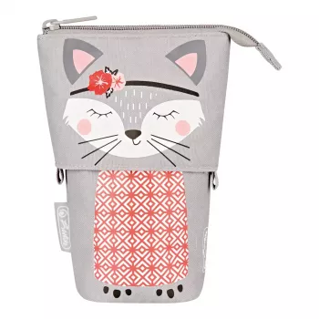 Mäkký peračník Herlitz Kitty polyester sivá ružová biela