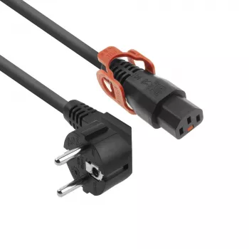 ACT napájací kábel CEE 7/7 konektor samec (zahnutý) - C13 IEC Lock+ čierny 2 m, EL332S, balenie 5 ks