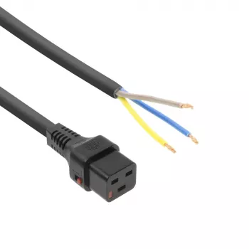 ACT napájací kábel C19 IEC Lock – otvorený koniec čierny 2 m, PC1174, balenie 5 ks