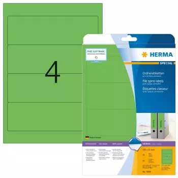 Etikety na spisy HERMA A4 192x61 mm zelená papier matný nepriehľadný 80 ks