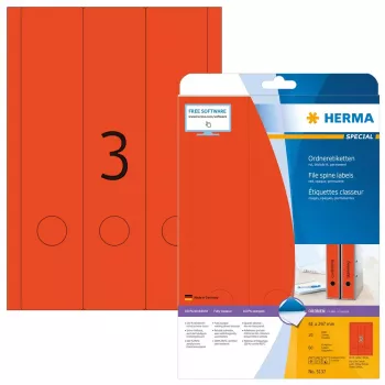 Etikety na spisy HERMA A4 61x297 mm červená papier matný nepriehľadný 60 ks