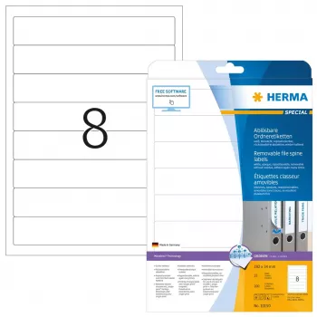 Odnímateľné etikety na spisy HERMA A4 192x34 mm biela 200 ks