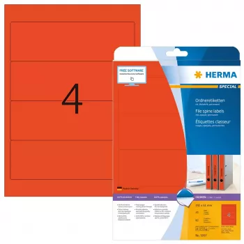 Etikety na spisy HERMA A4 192x61 mm červená papier matný nepriehľadný 80 ks