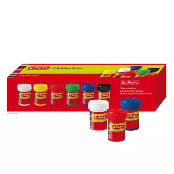 Farba na vodnej báze Herlitz 8643025 čierna modrá zelená červená biela žltá 25 ml sklo 6 ks