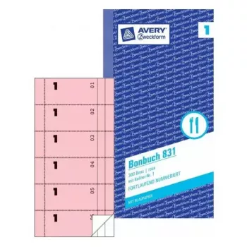 Avery Zweckform 831 Čašnícky blok (Bonbuch), 105 x 198 mm, ružový, 2 x 50 listov