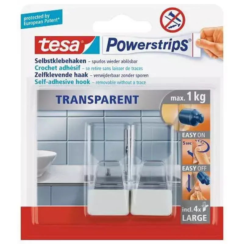 Kuchynský háčik TESA 58811-00000 transparentný biely 2 kusy