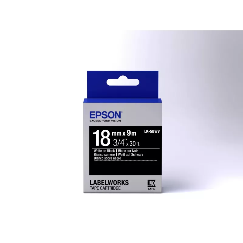 Epson LabelWorks LK-5BWV kazeta s páskou na štítky, biela na čiernej, 18 mm x 9 m