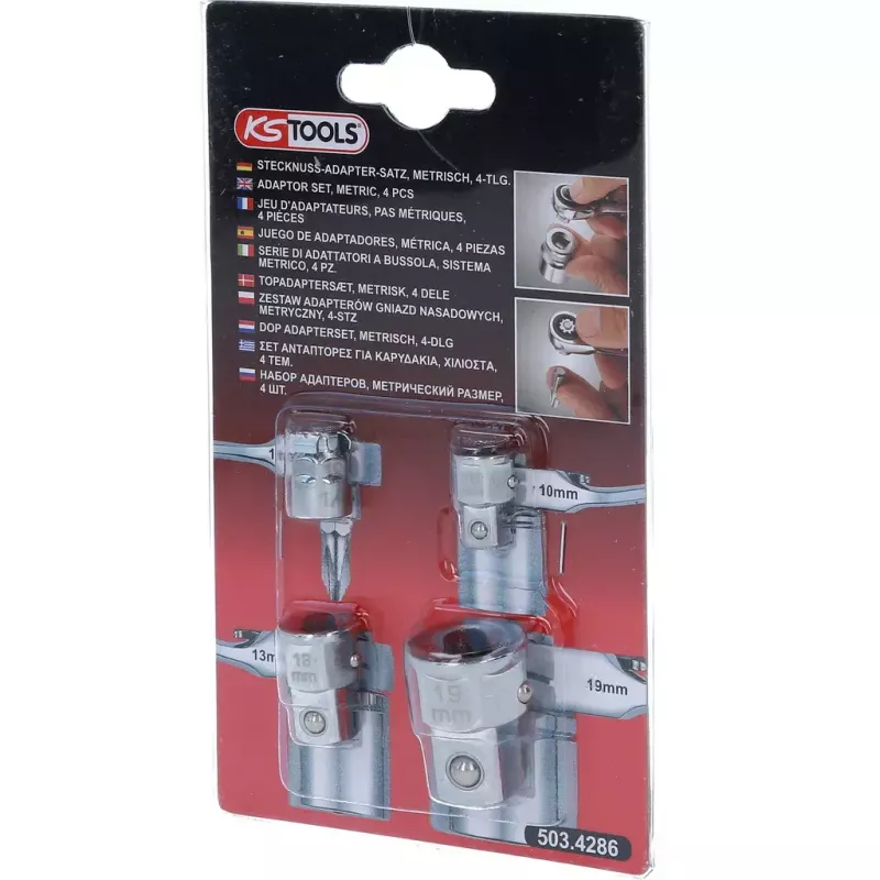 Sada nástrčných kľúčov KS Tools 503.4286 4 hlavy Chróm-vanádiová oceľ