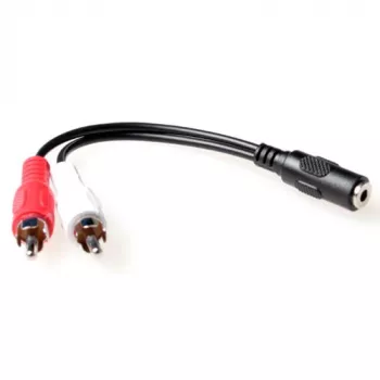ACT 0,15 metra audio prepojovací kábel 1x 3,5 mm jack samec na 1x 3,5 mm stereo jack samica – 2x cinch samec