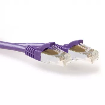ACT fialový 5 metrov LSZH SFTP CAT6A patch kábel s ochranou západky a RJ45 konektormi