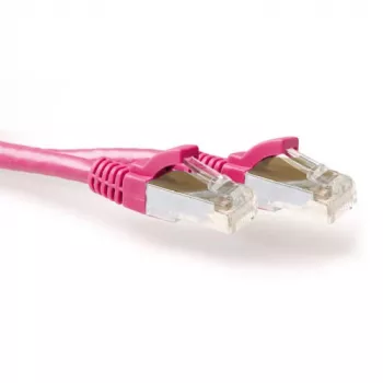 ACT ružový 3 metre LSZH SFTP CAT6A patch kábel bez západky s RJ45 konektormi