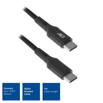 ACT USB 2.0 nabíjací/dátový kábel konektor C – konektor C 1 meter, nylon