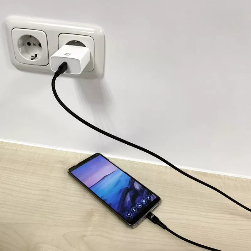 ACT USB 2.0 nabíjací/dátový kábel konektor C – konektor C 1 meter, nylon
